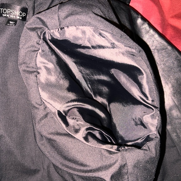 Top Shop - Black Faux Leather Moto Jacket - Size US 4 - Picture 6 of 10